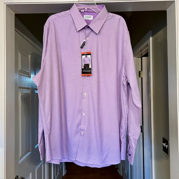 NWT Men's Duchamp London Slim Fit Purple Cotton Stretch Dress Shirt XXL or 18.5 - Picture 2 of 3